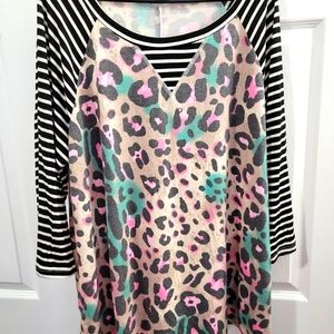 Stripes and cheetah print top
